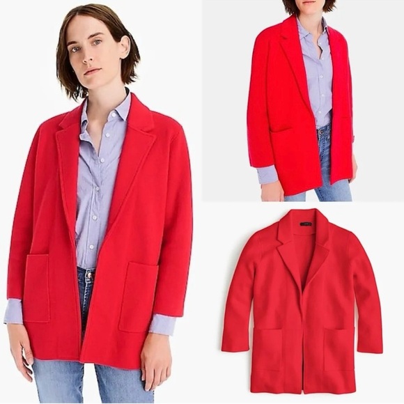 J. Crew Jackets & Blazers - J. Crew 365 Sophie Red Merino Wool Blend Knit Open Front Blazer Jacket Size S